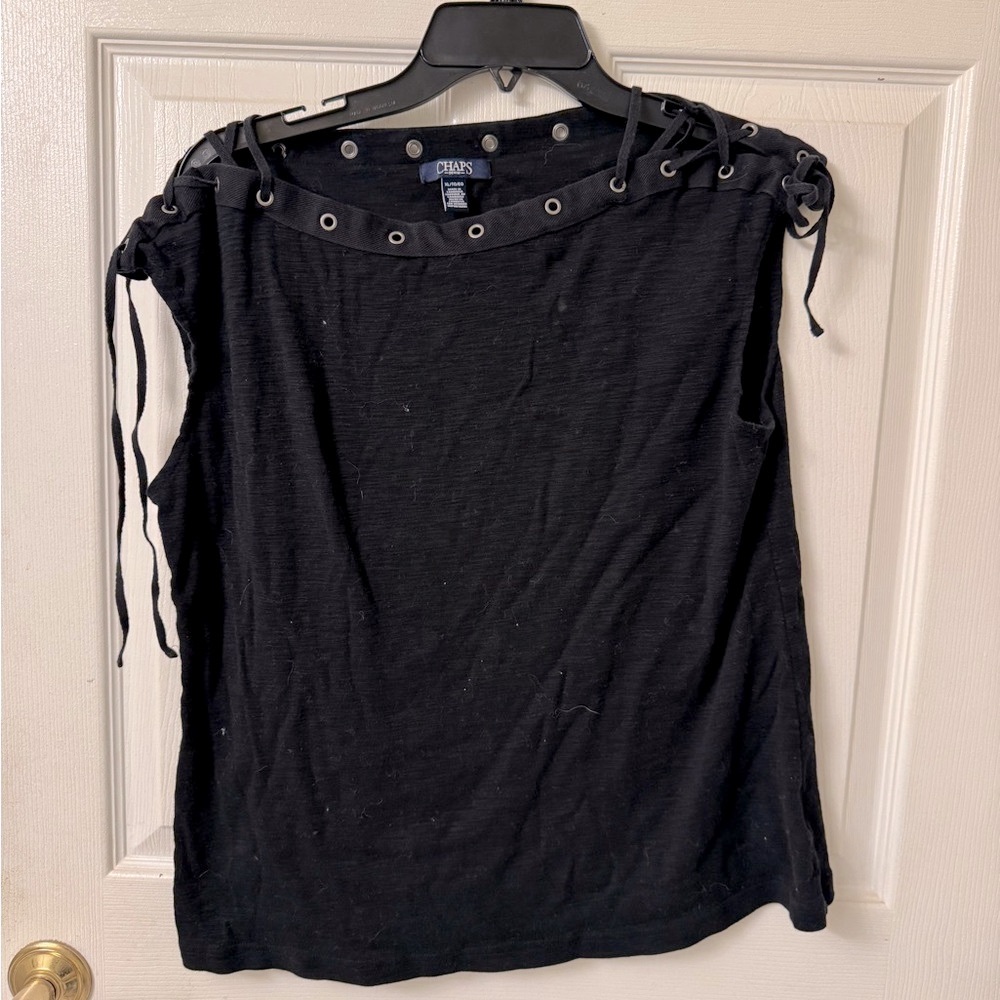 Chaps Black Tank Top with Sleek Design